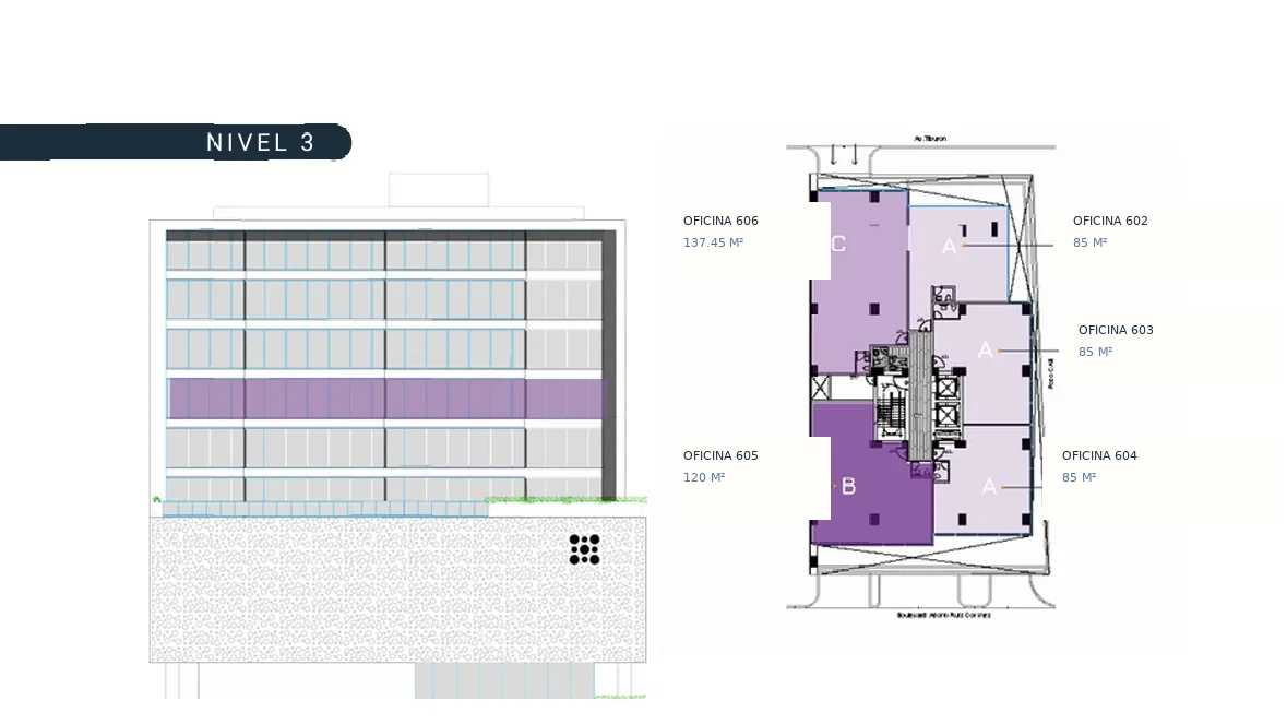 Plano del N3 · Despachos & Servicios en Torre Auro