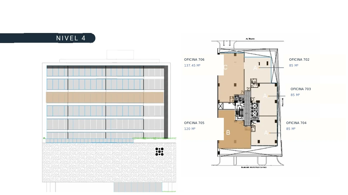 Plano del N4 · Despachos & Servicios en Torre Auro