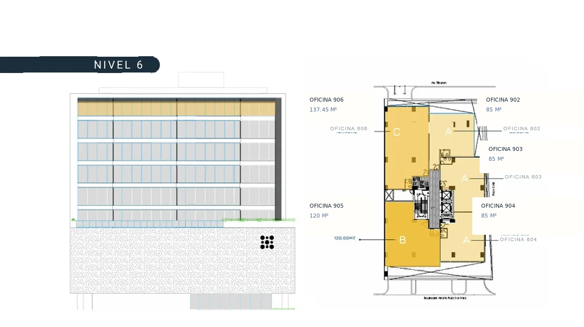 Plano del N6 · Corporativo Ejecutivo en Torre Auro